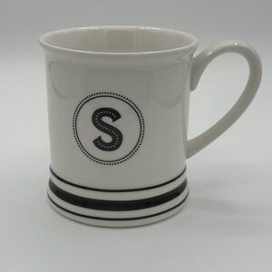 Clay Art Initial Monogram Letter "S" Mug Coffee Cup Black White Double‎ Sided